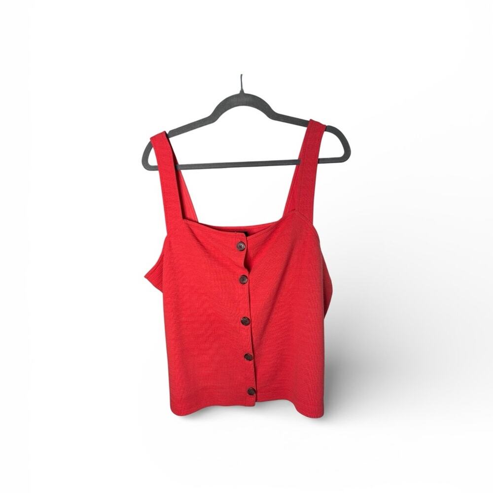 J. Crew Orange Textured Button Front Tank Wide Straps Size XXL